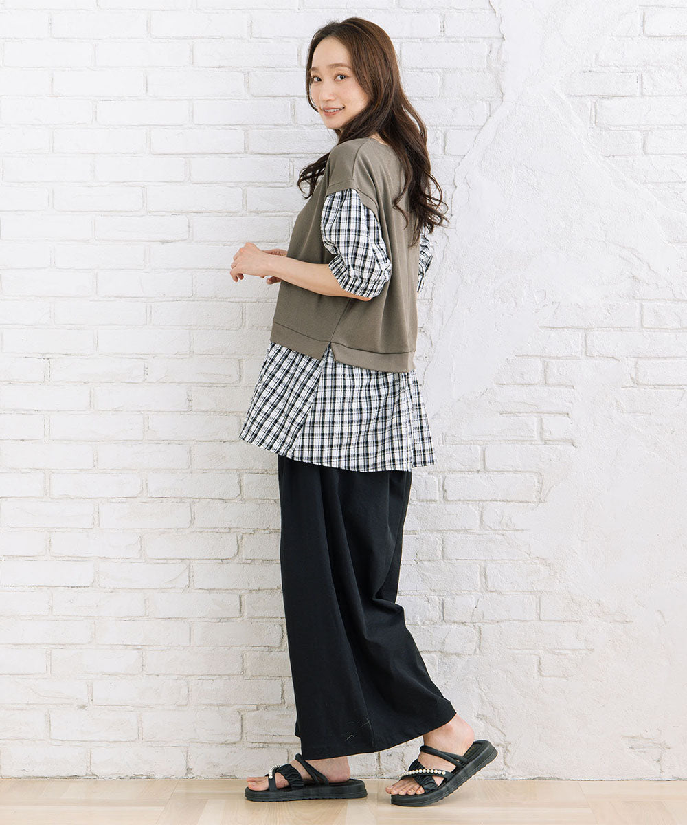 【sabstreet bis】【web限定】 ストレッチゆるタックワイドパンツ