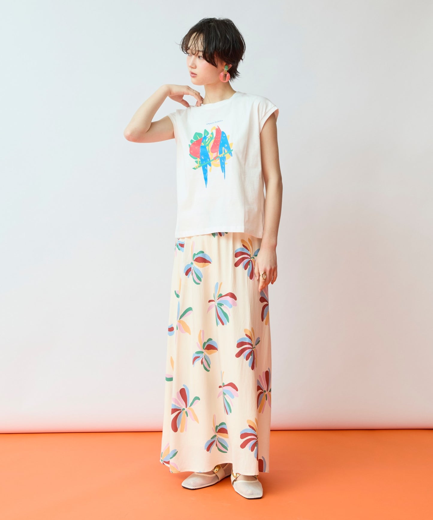 【COMPANIA FANTASTICA】バードプリントTシャツ
