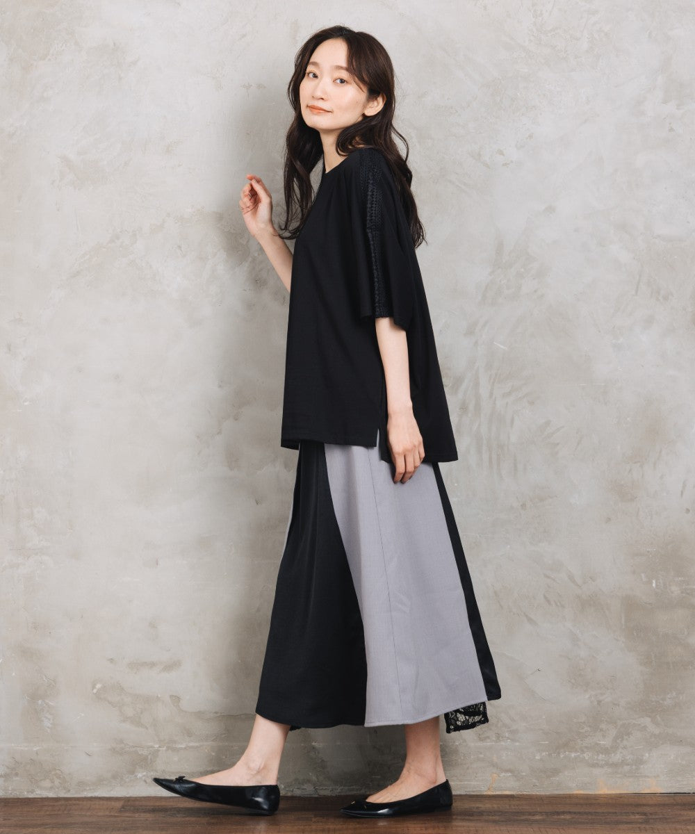 BLANC basque [Rogique]アシンメトリーラップ風レースドッキングスカート
