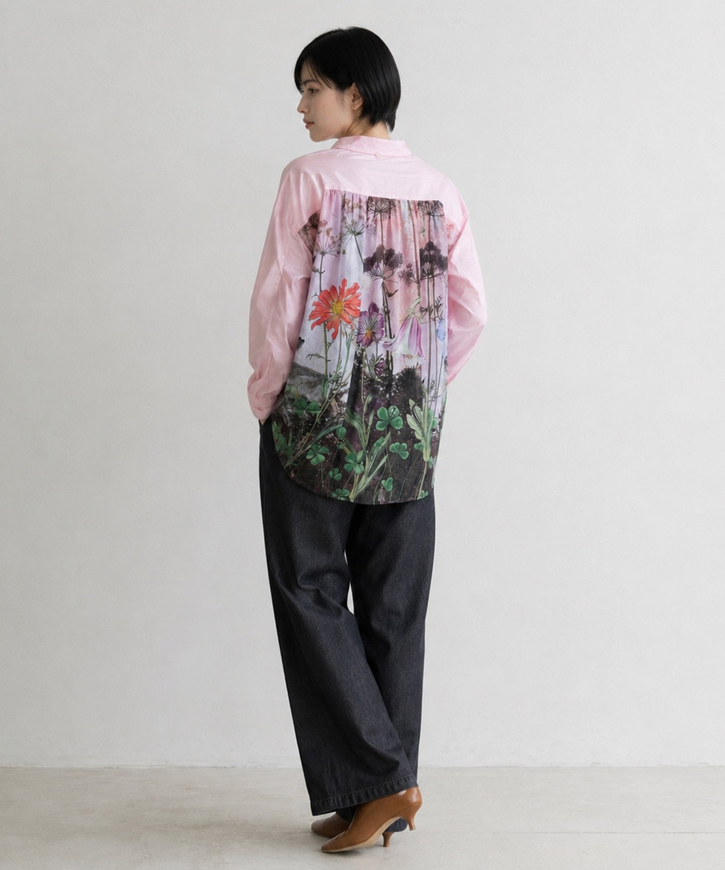 【NUMPH】バックボタニカルフォレストコンビシャツ