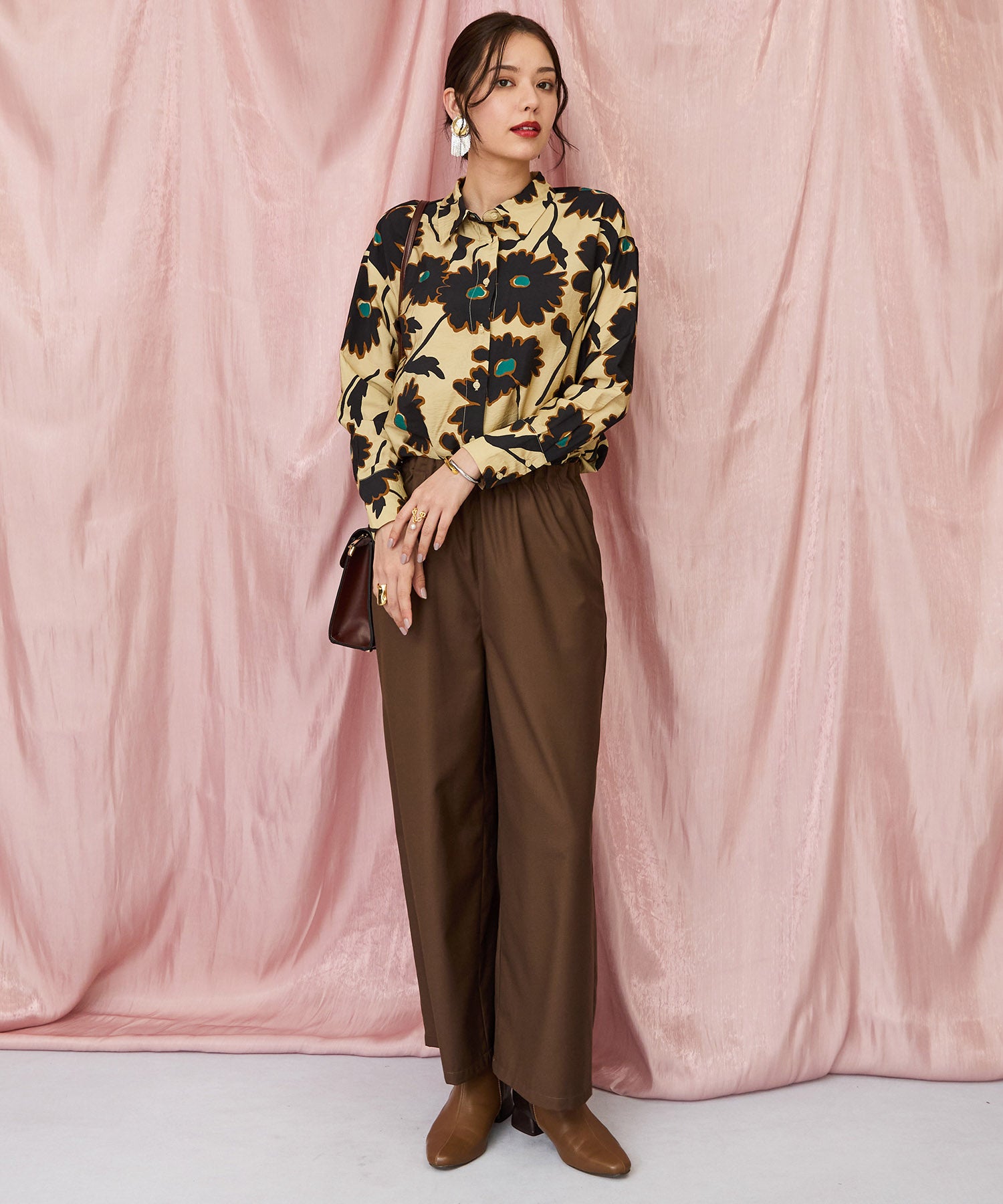 12-5890【FONT LAB】ウエストタックワイドパンツ