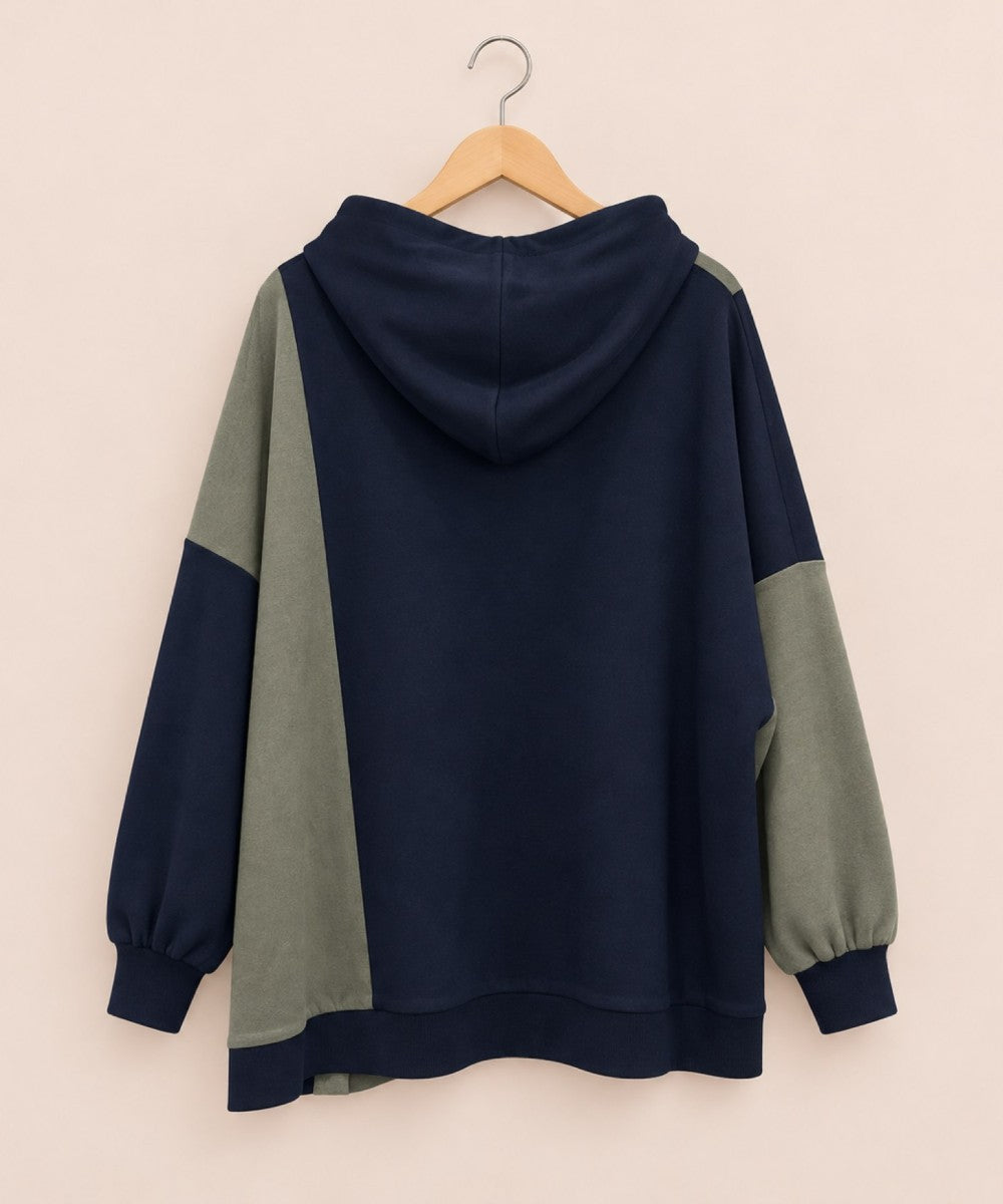 61-2729BLANC basque [Rogique]アシメバイカラーダンボールニットフーディ【先行予約】