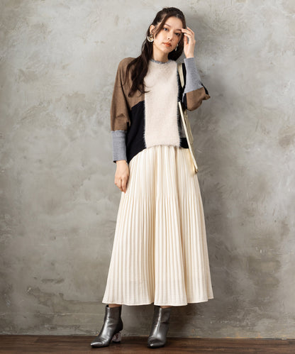 【FONT LAB】ミストウールタッチダブルプリーツスカート