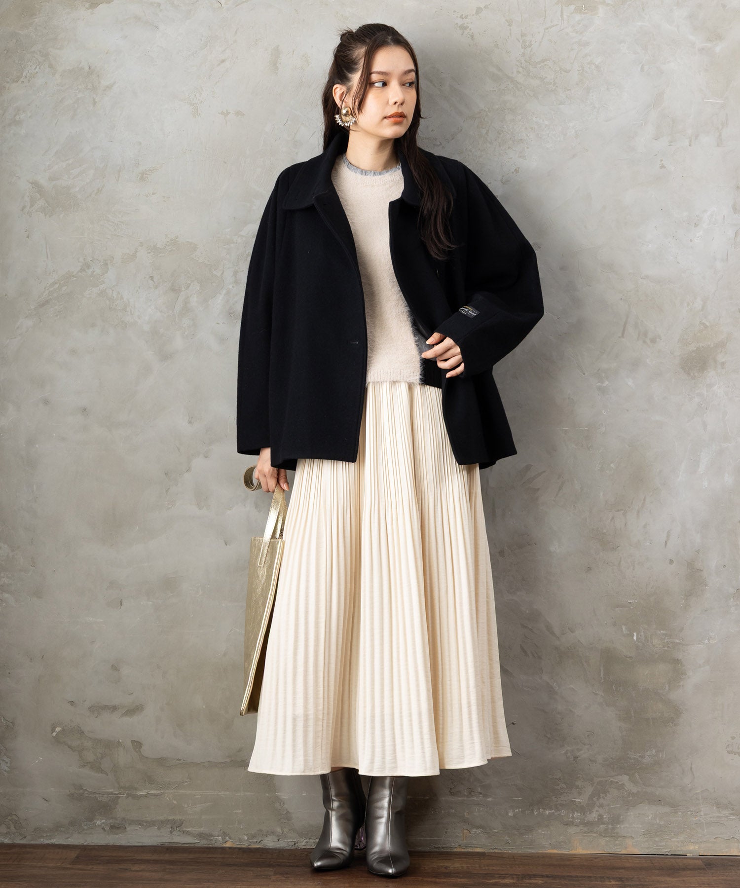 FONT LAB】シャギーコンビカラーブロックニット｜ファッション通販の