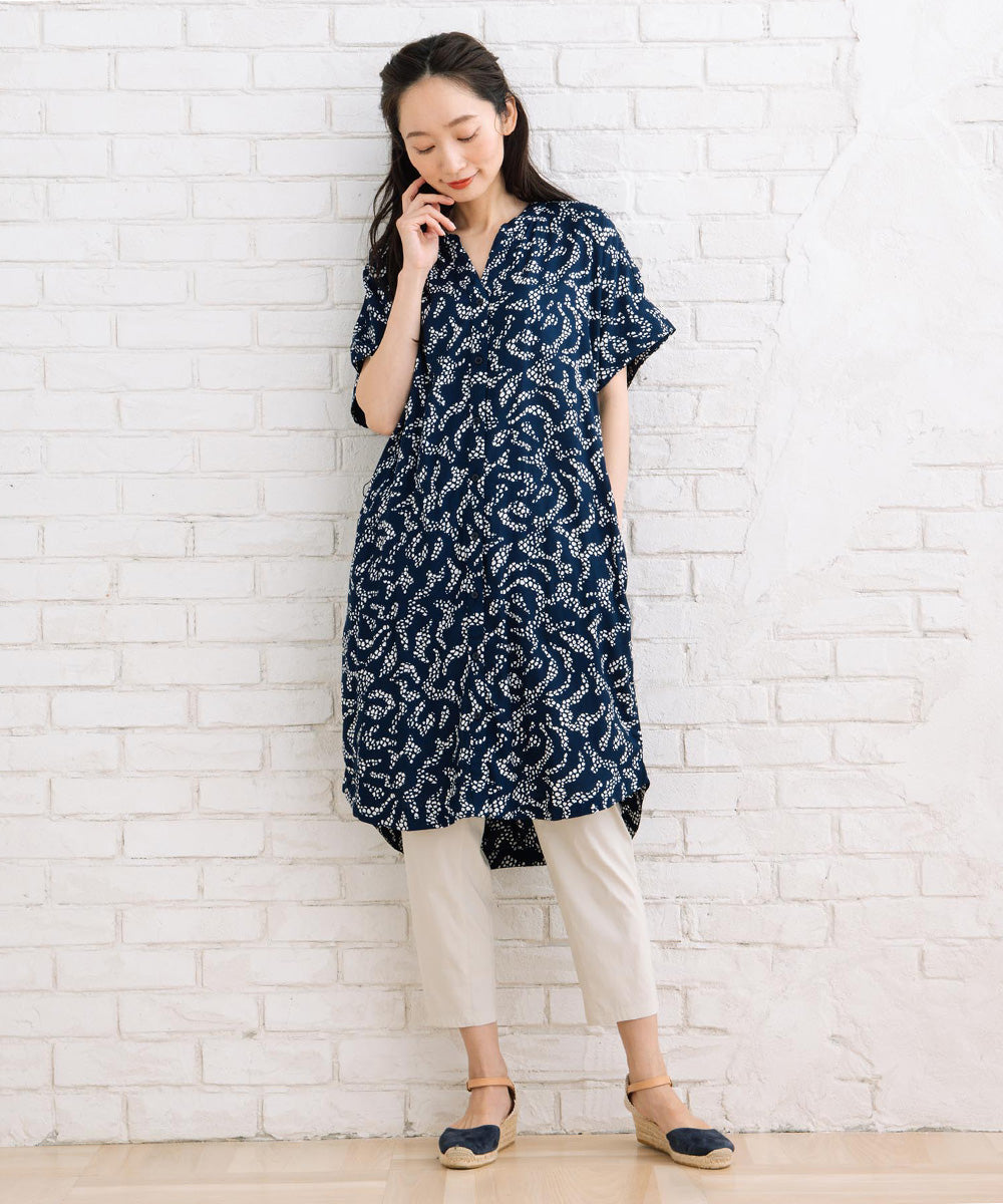 KAFFE レースプリントワンピース