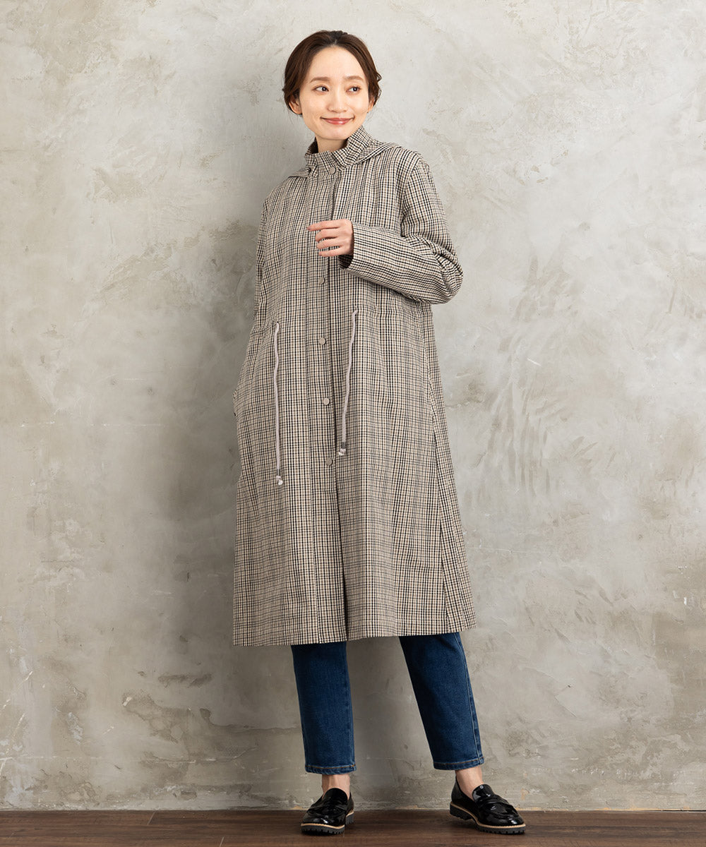 Humility ウエストドロストフーディチェックコート