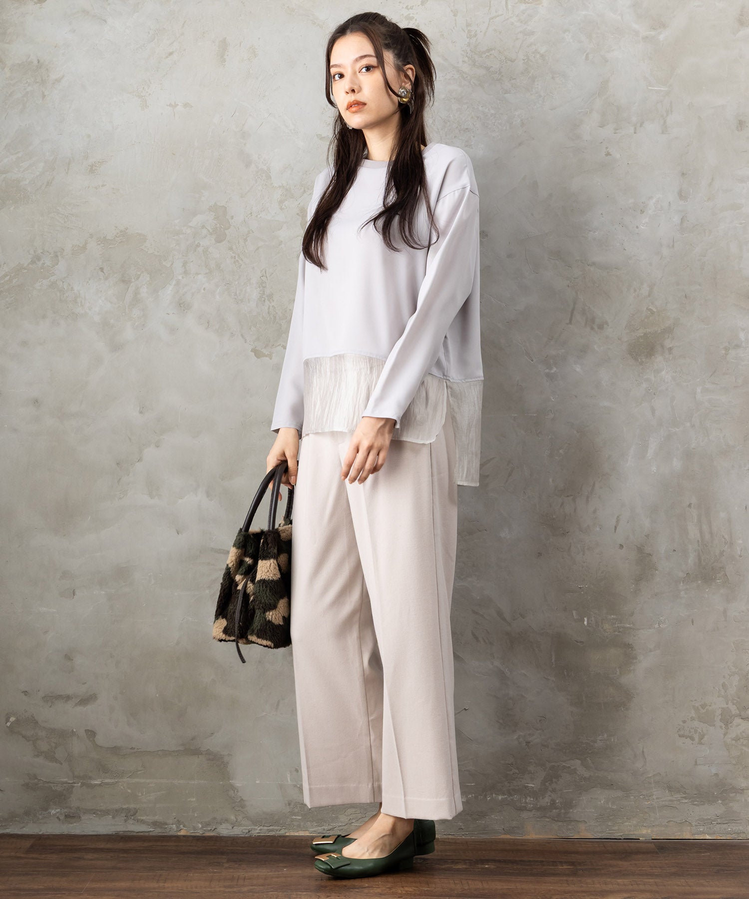 01-1342【JETSET SOLO PLUS】2WAYジョーゼットオーガンジーコンビブラウス