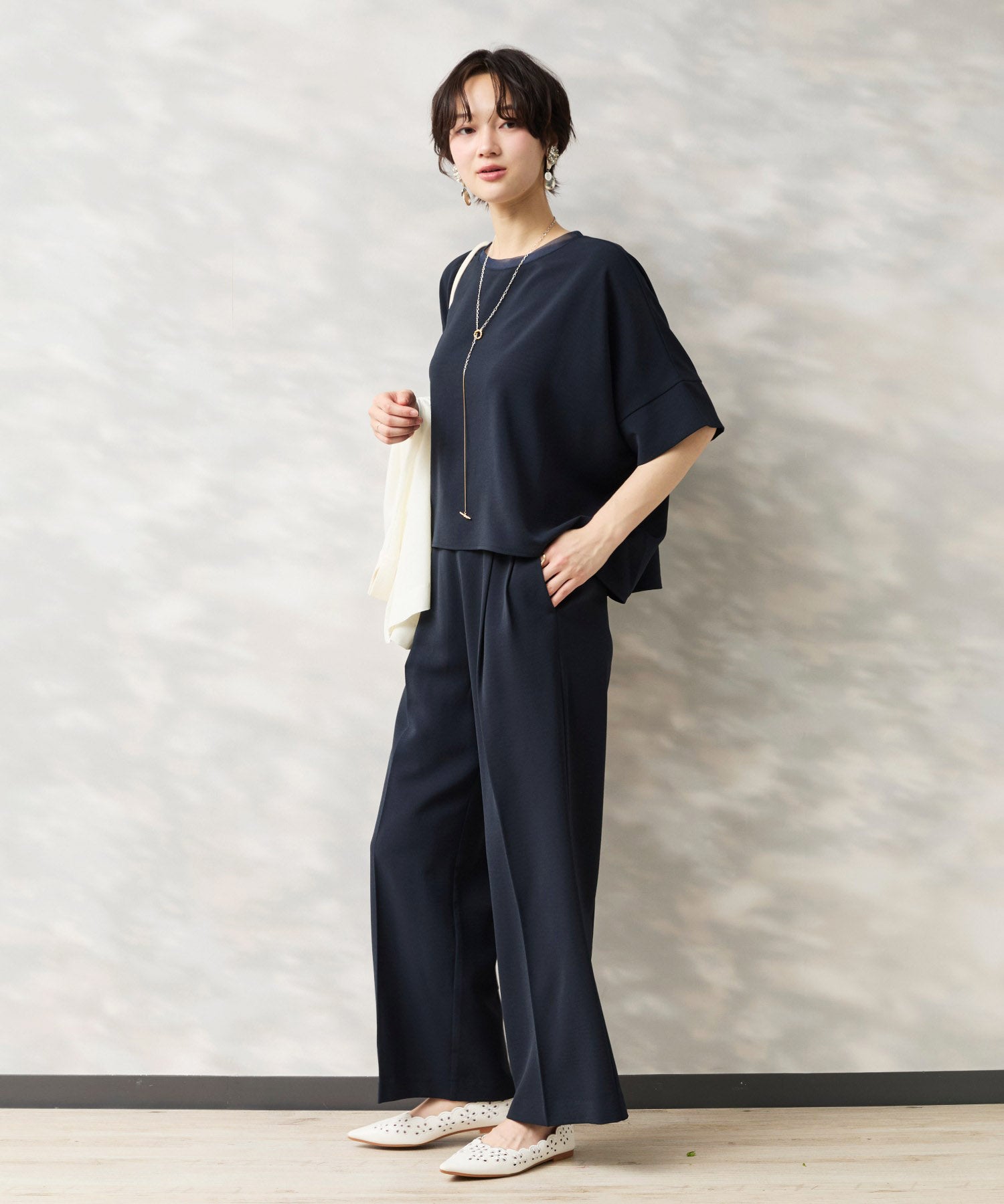 【JETSET SOLO PLUS】ハイストレッチカルゼワッシャーブラウス
