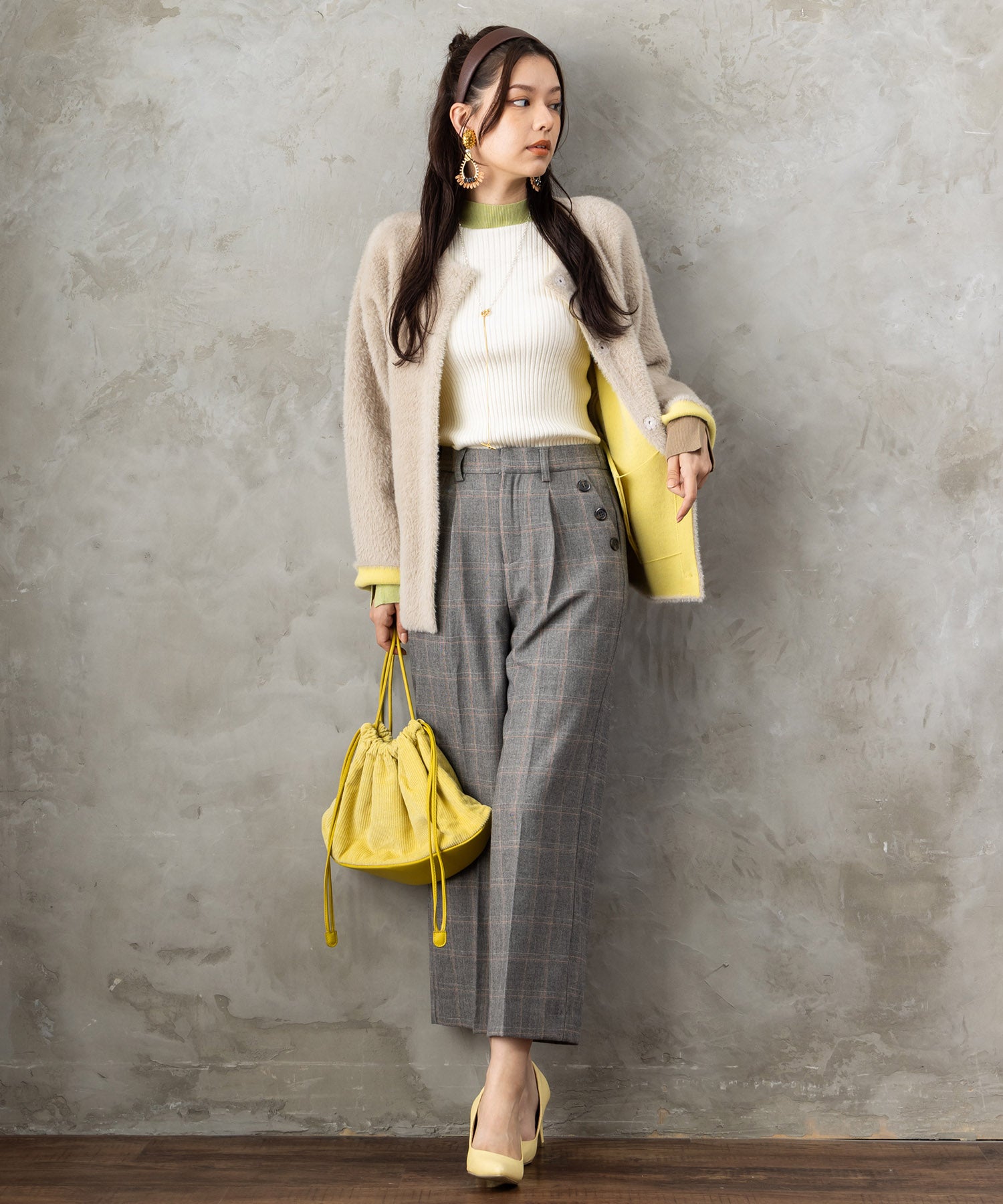 【JETSET SOLO PLUS】両面起毛ポケット釦ワイドパンツ