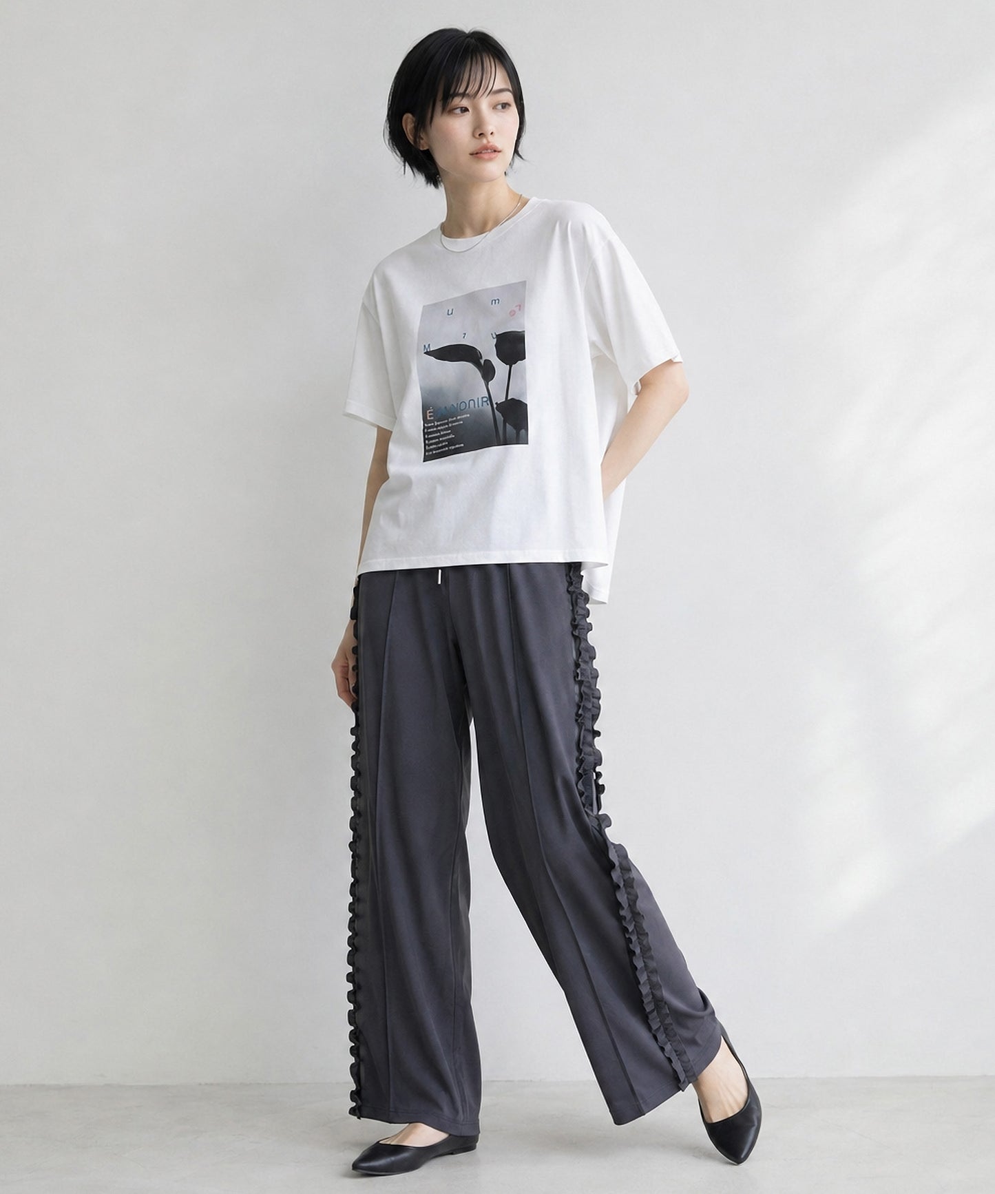 【FONT LAB】フォトプリント×エンブロイダリーフレアT