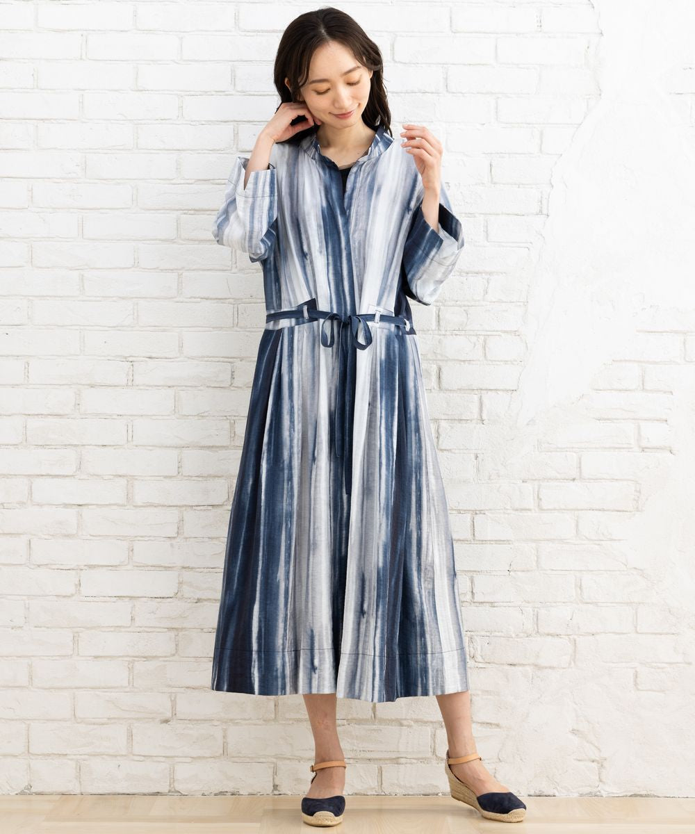 21号(6L～) KOKOMARINA ウエストマークグラデーションストライプワンピース