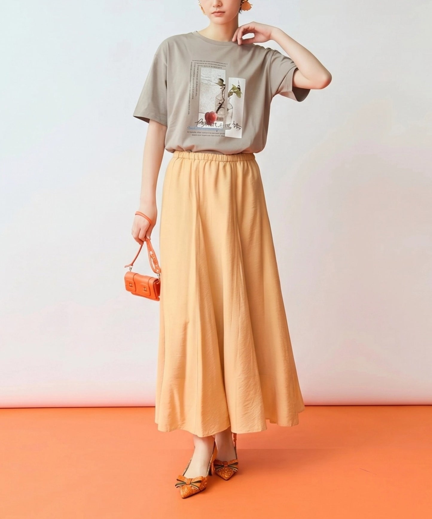 【FONT LAB】ドライタッチコットンアップルフォトTシャツ
