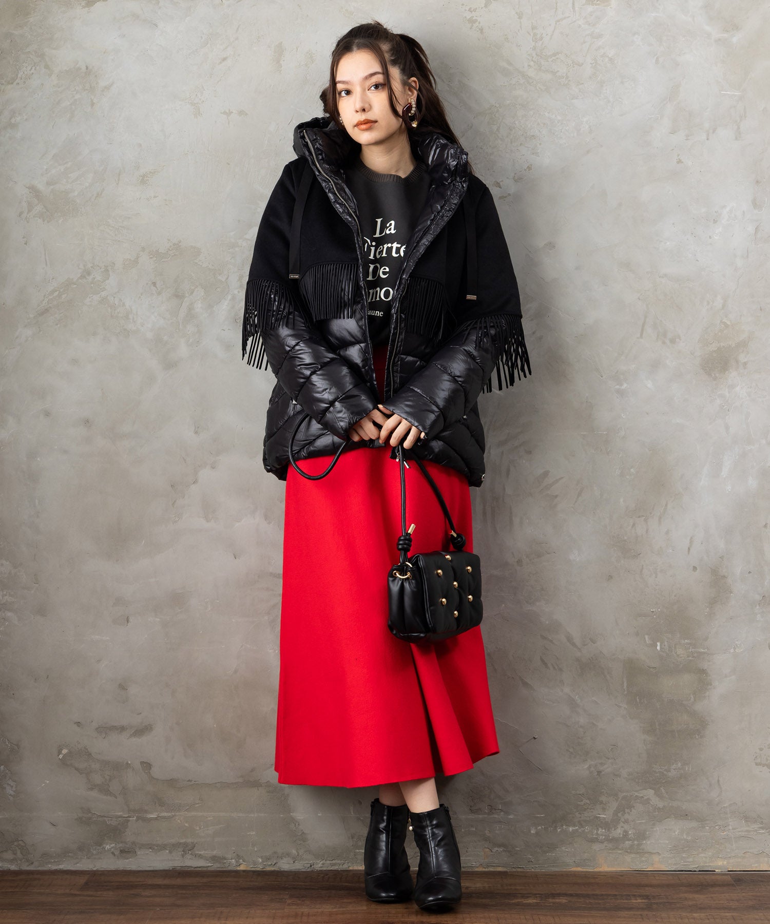 【BSB】異素材コンビ中綿ミドルコート