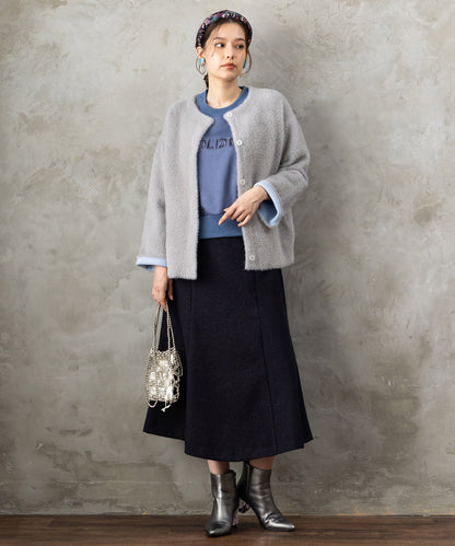 【JETSET SOLO PLUS】ネップツイードボタンデザインスカート