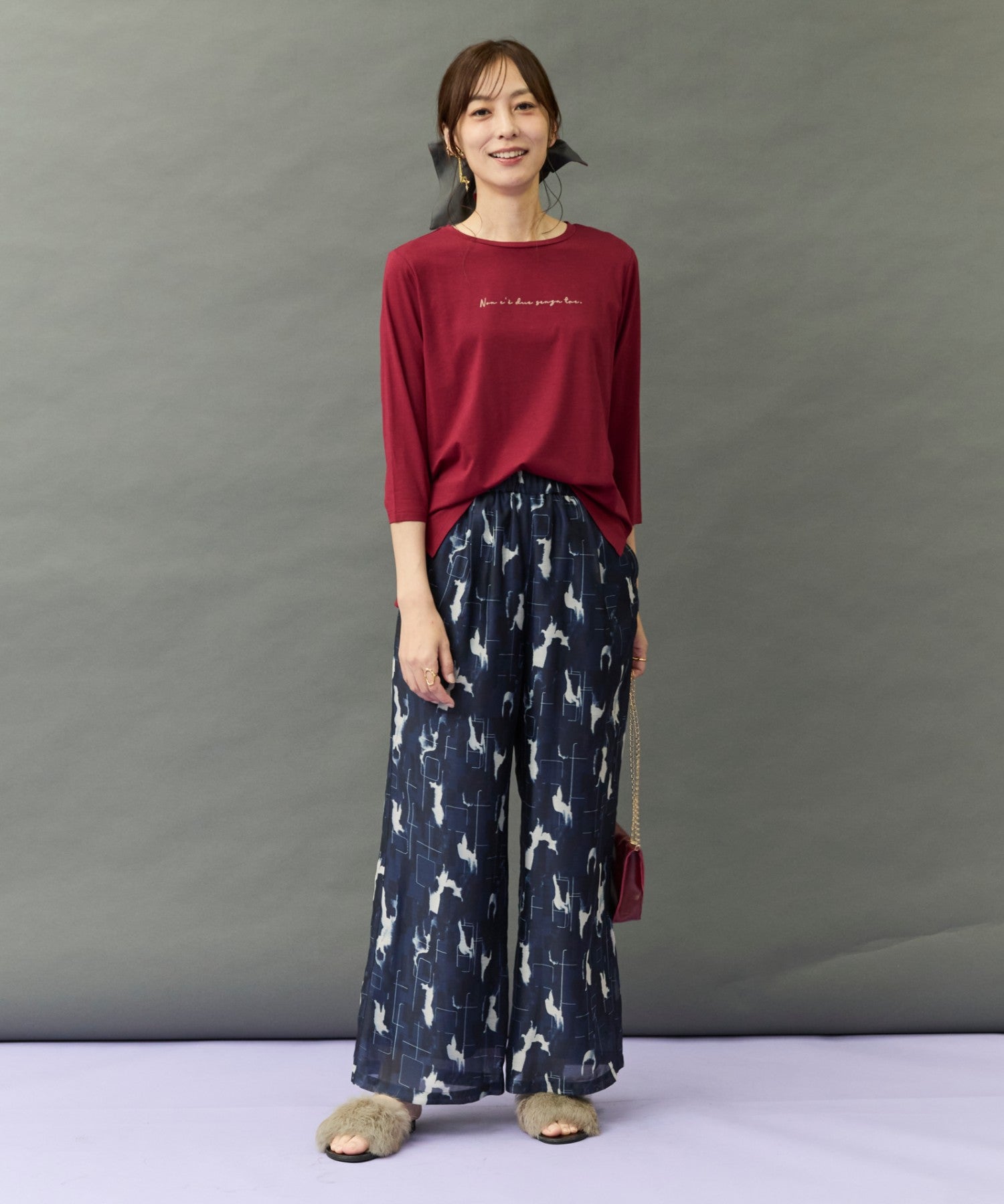 【FONT LAB】クリア天竺フロッキーロゴ７分袖Tシャツ