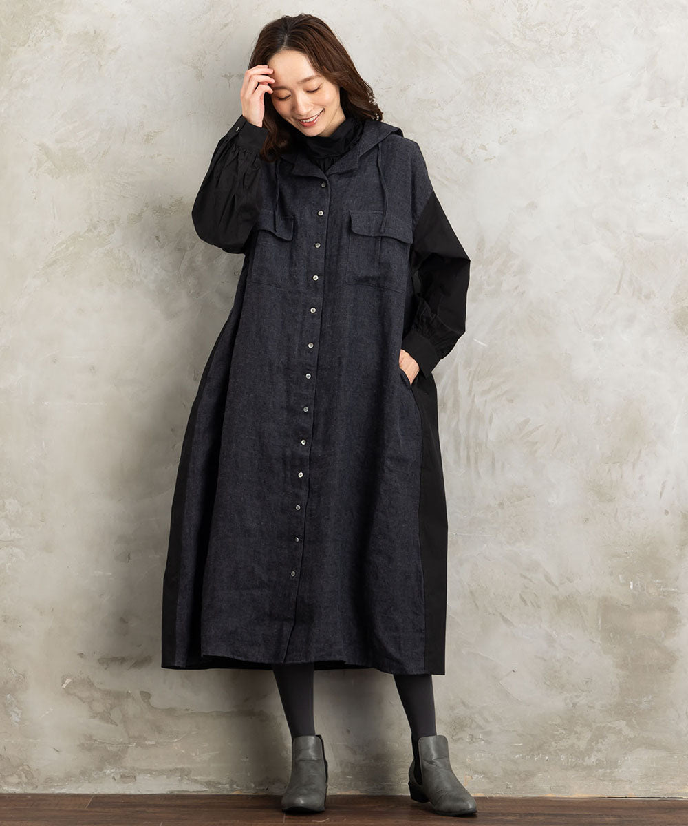 リネン起毛セーラーカラーワンピース