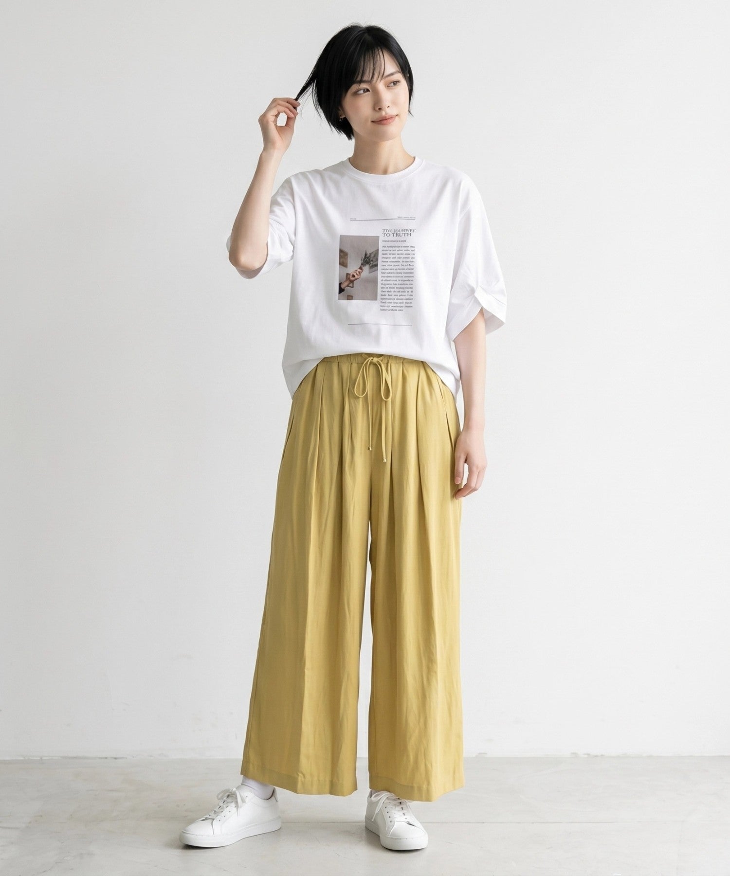 【FONT LAB】フォト×フォントプリント変形スリーブTシャツ