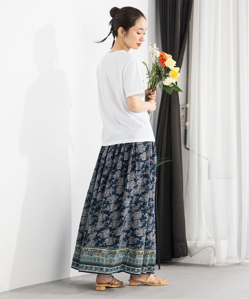 64-2678　21号(6L～) トロピカルパインエンブロイダリーTシャツ【先行予約】