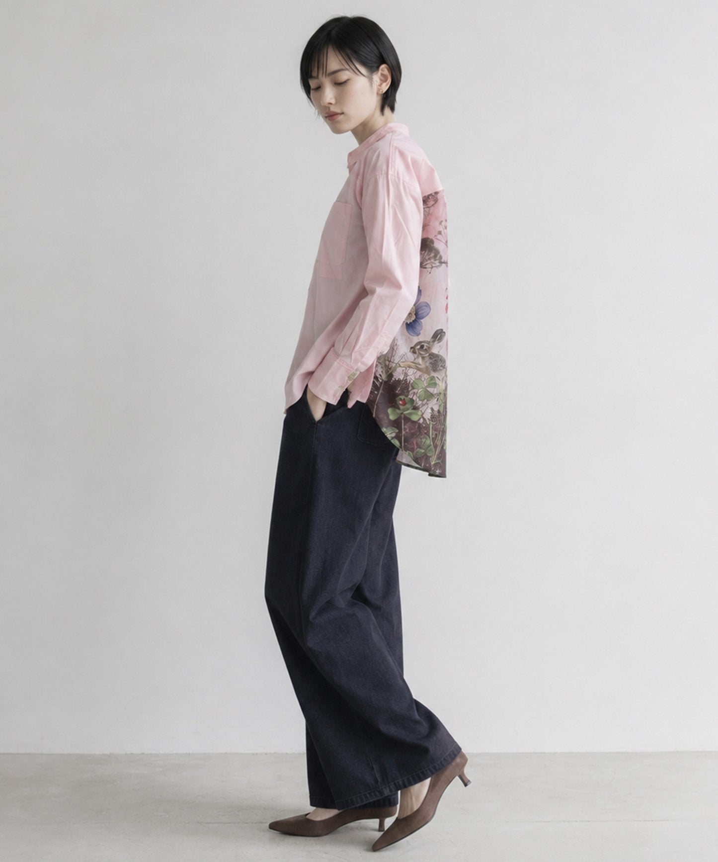 【NUMPH】バックボタニカルフォレストコンビシャツ