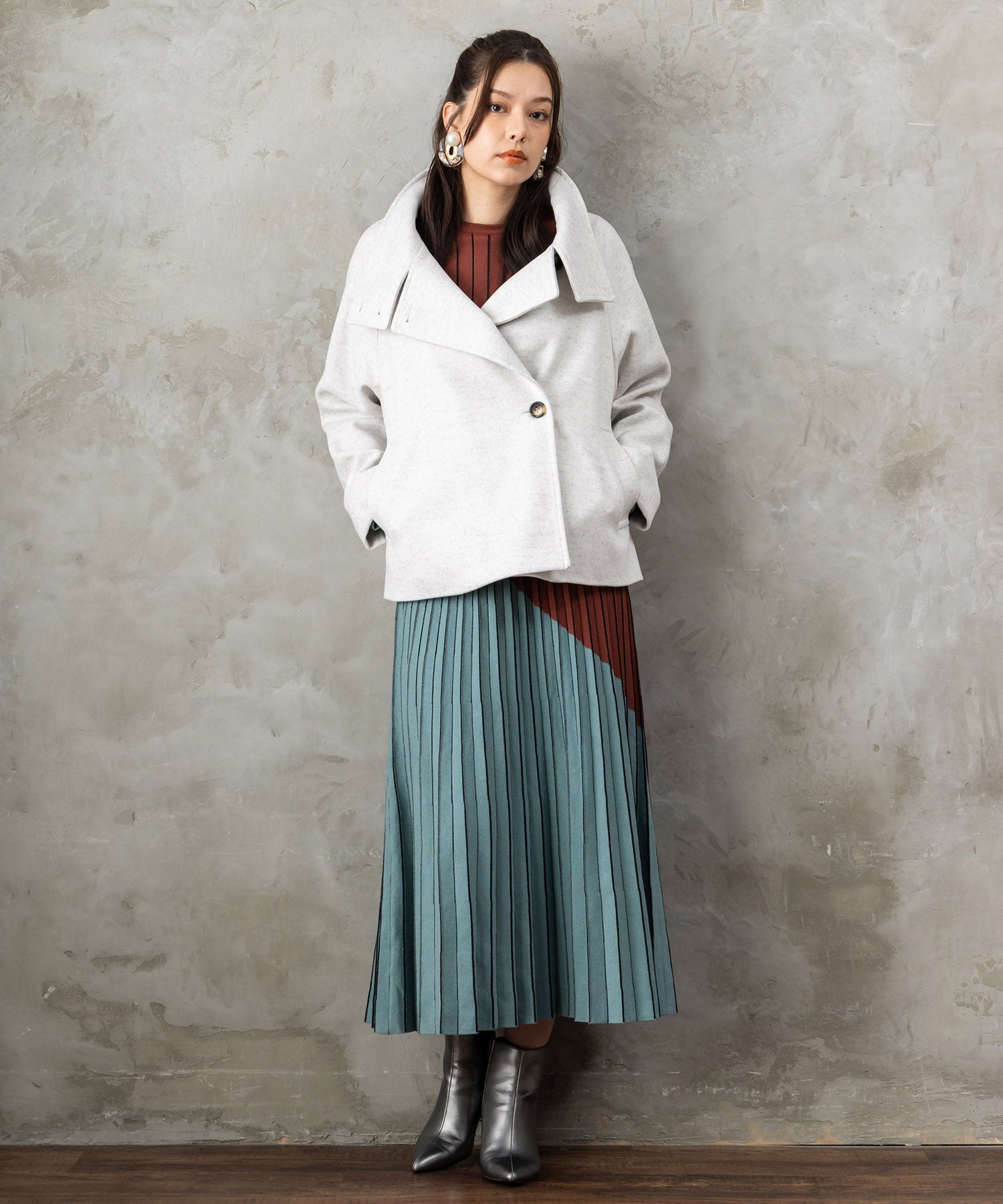 【SKATIE】バイカラーニットスカート