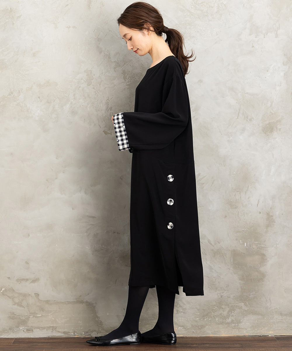 KOKOMARINA ポイントギンガムレイヤード風ワンピース