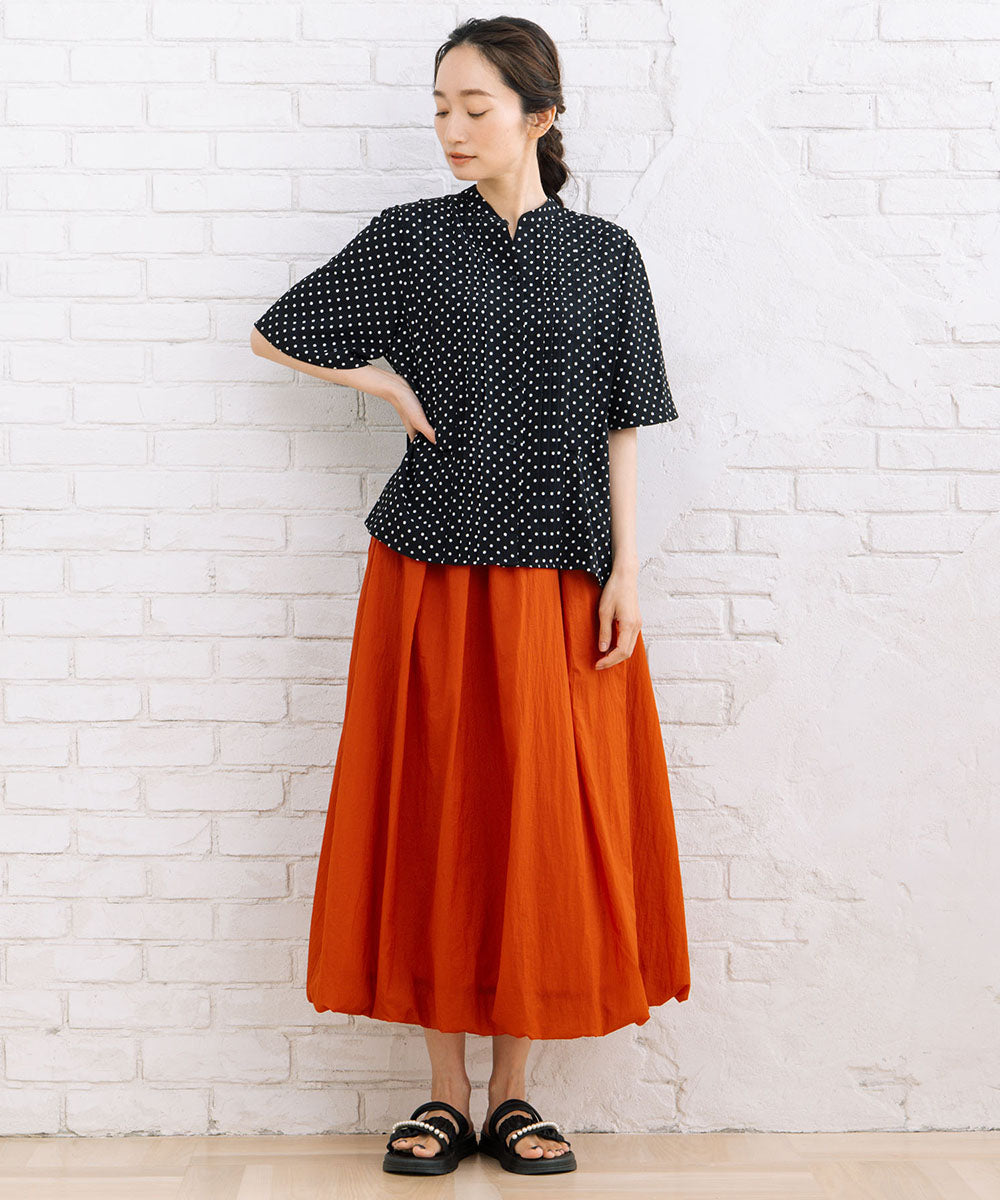 21号(6L～) FONTLAB タックジョーゼットドットブラウス