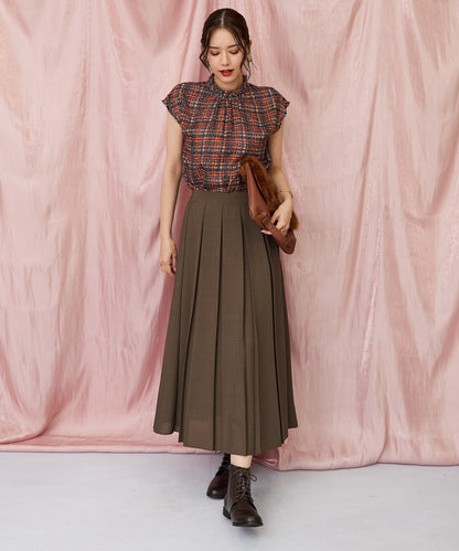 【FONT LAB】フリンジチェックハイネックブラウス