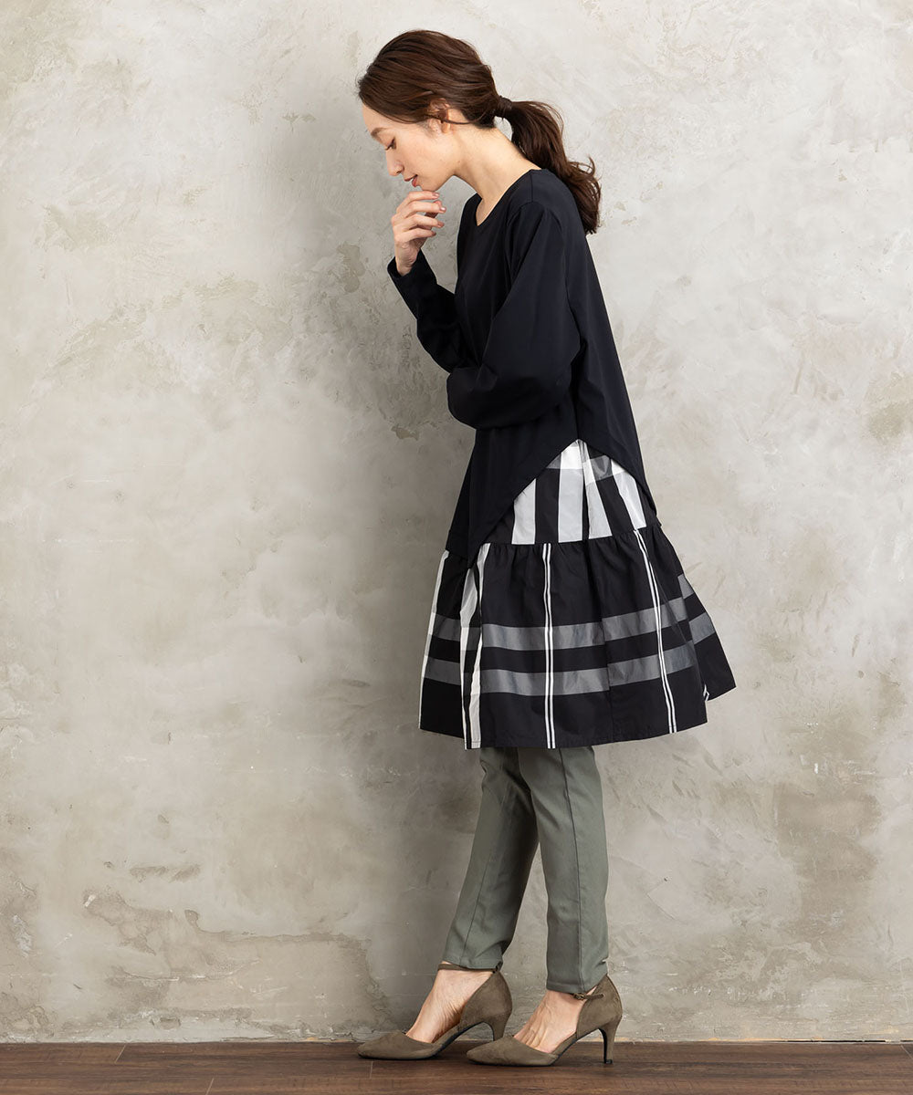KOKOMARINA チェックレイヤードチュニック