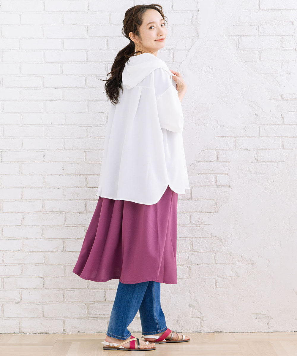 23-5475　【COOL・UV・防シワ】スムースジョーゼットフーディブルゾン【先行予約】