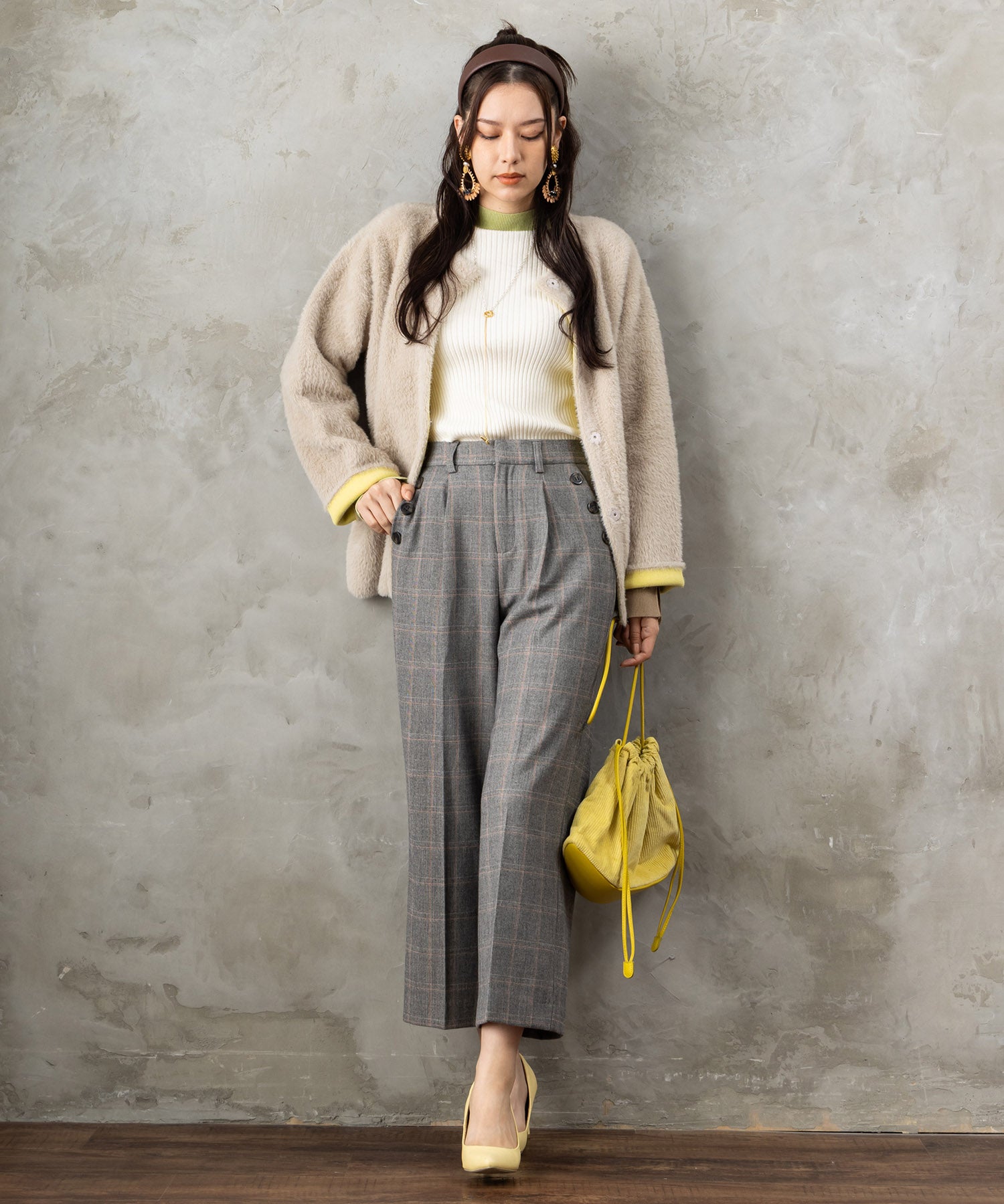 【JETSET SOLO PLUS】両面起毛ポケット釦ワイドパンツ