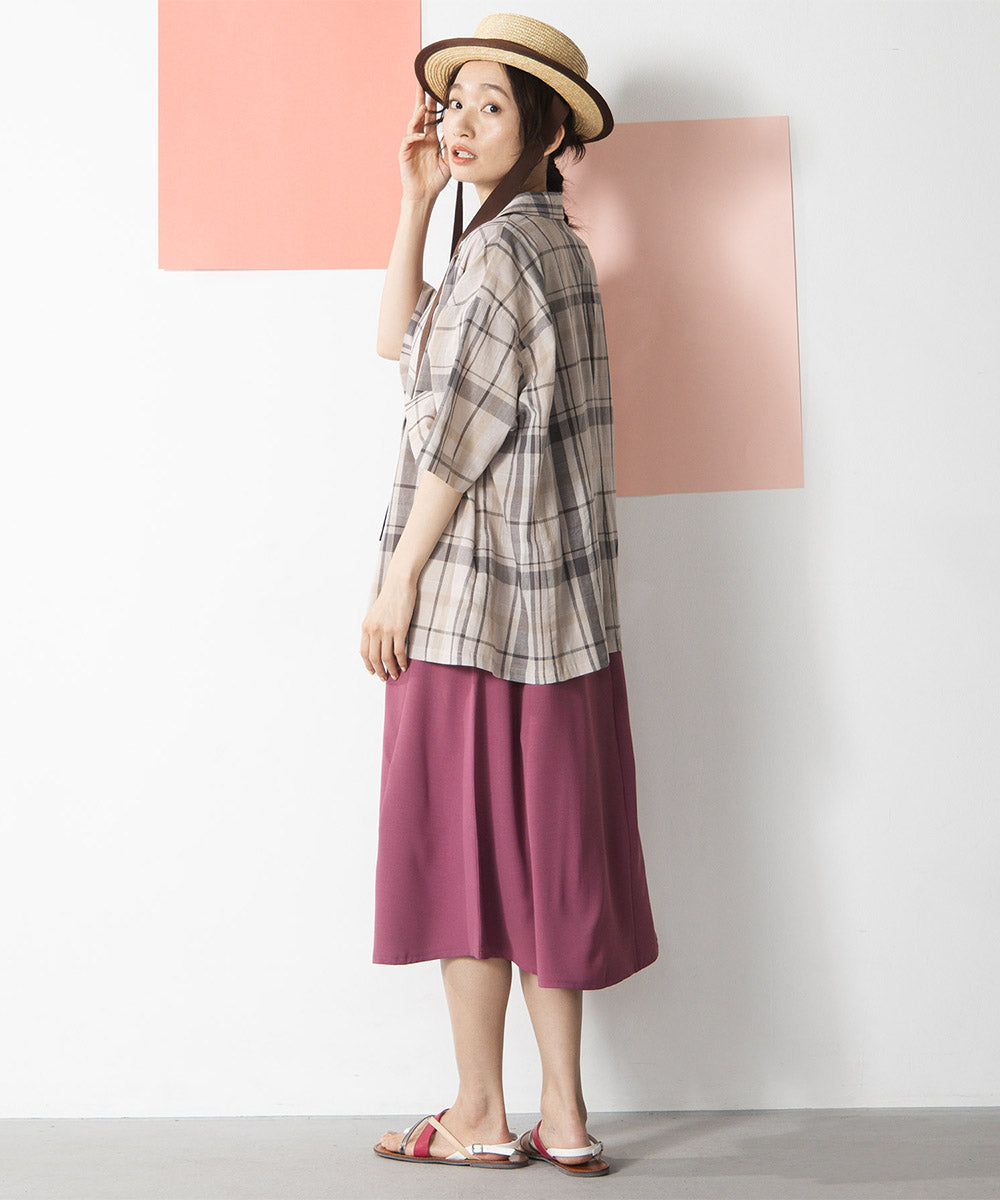 20-5471　コットンリネンドビーチェックジャケット【先行予約】