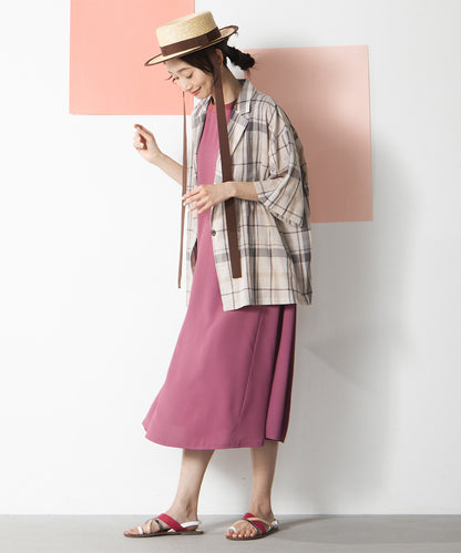 30-9697　【COOL・UV・防シワ】スムースジョーゼットリブワンピース