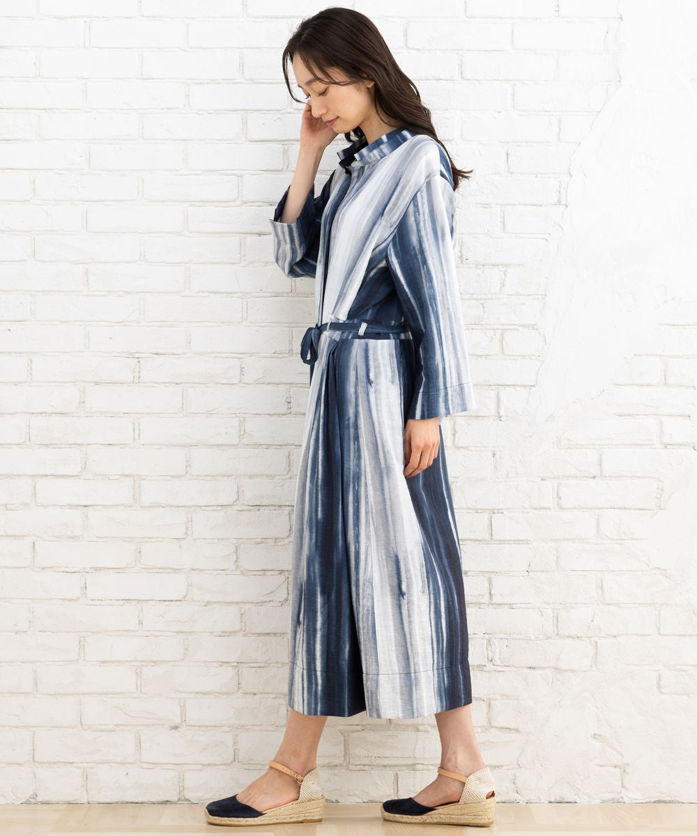 21号(6L～) KOKOMARINA ウエストマークグラデーションストライプワンピース