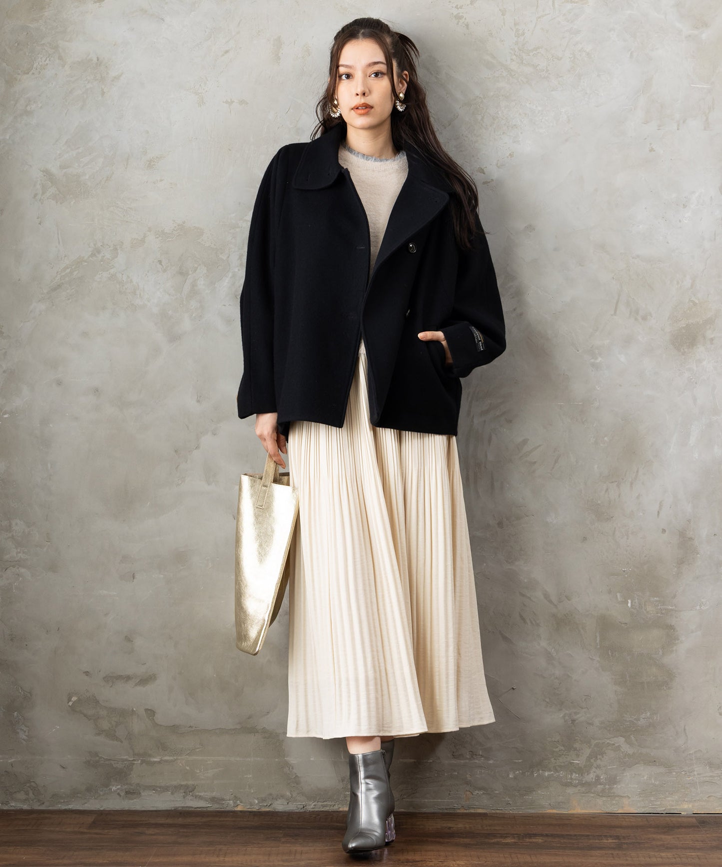 【FONT LAB】シャギーコンビカラーブロックニット