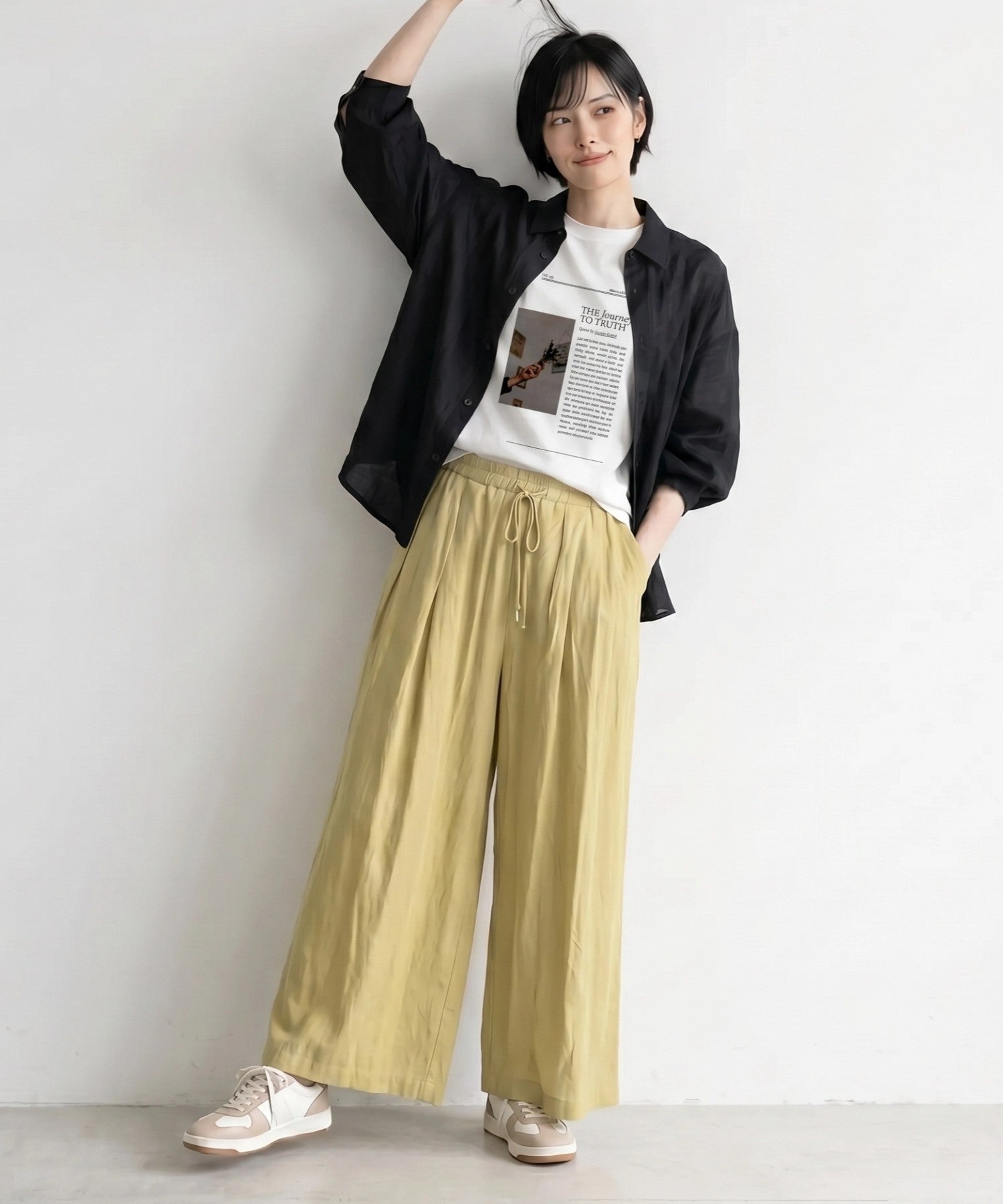 【FONT LAB】フォト×フォントプリント変形スリーブTシャツ