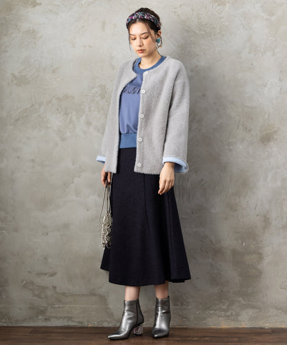 【JETSET SOLO PLUS】ネップツイードボタンデザインスカート