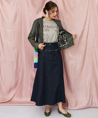 61-5847【FONT LAB】フロッキーロゴシルケットロングTシャツ