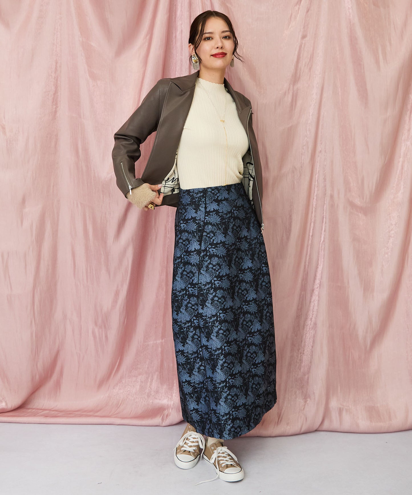 23-5546【FONT LAB】フェイクレザーライダースブルゾン