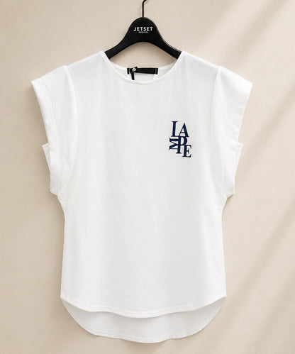 【FONT LAB】カットジョーゼットオーガンジーコンビロゴTシャツ