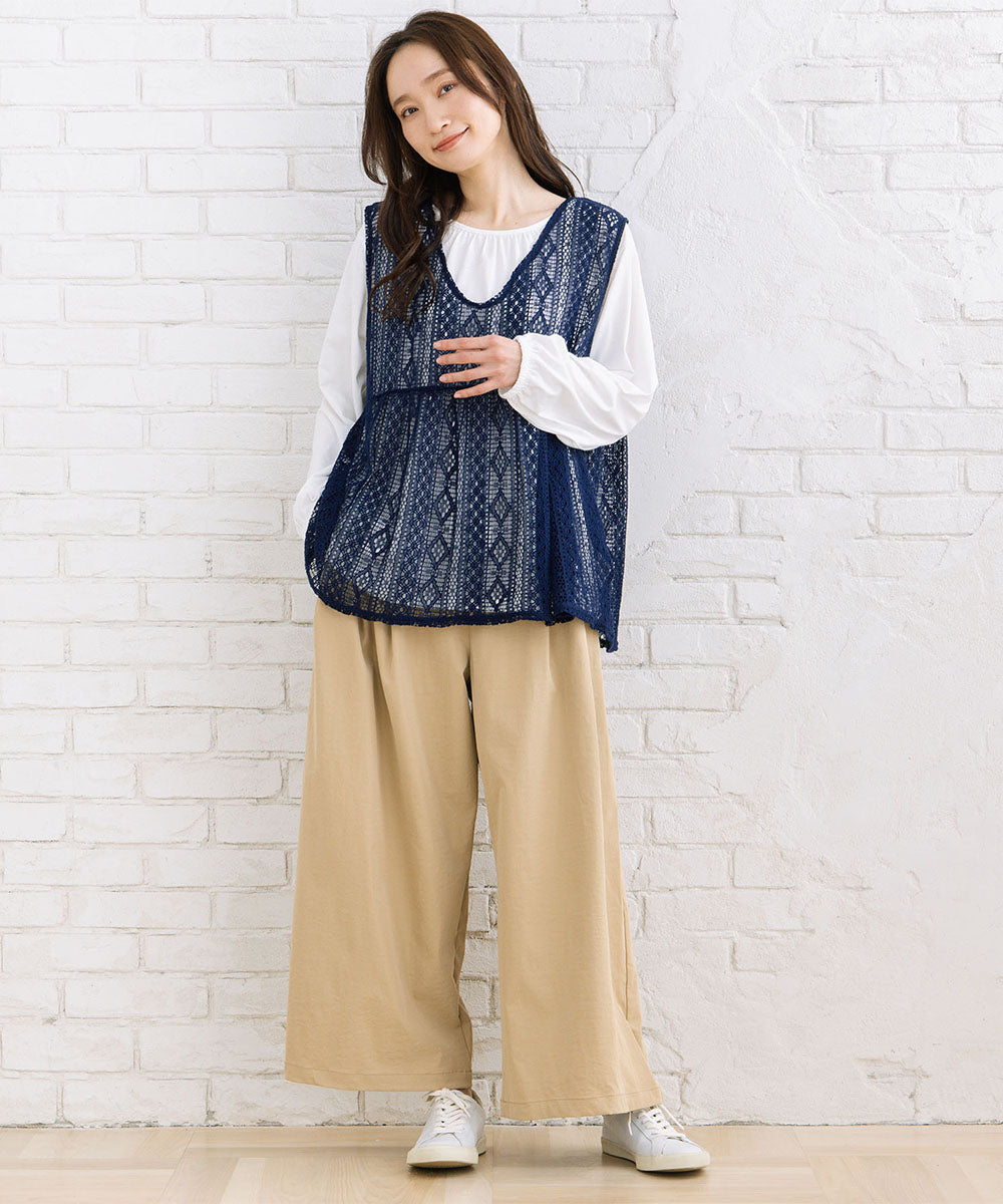 【sabstreet bis】【web限定】 ストレッチゆるタックワイドパンツ【先行予約】