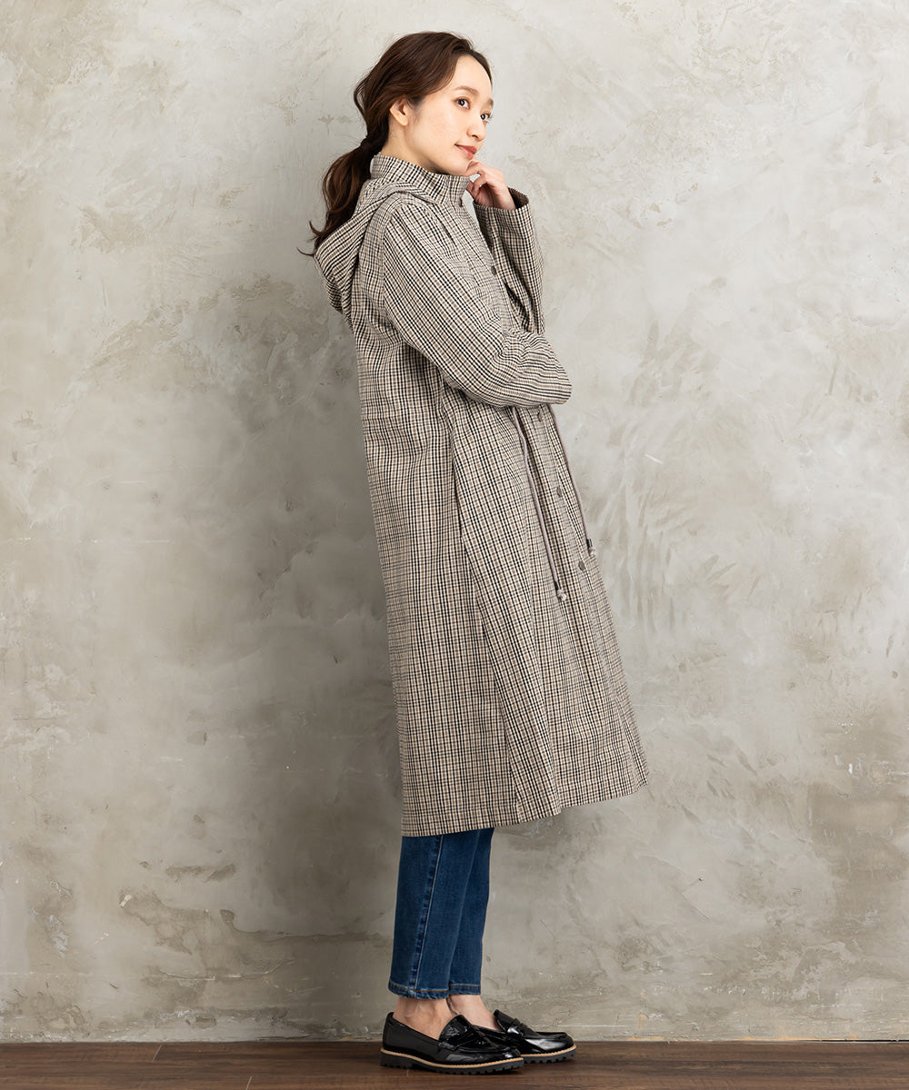 Humility ウエストドロストフーディチェックコート