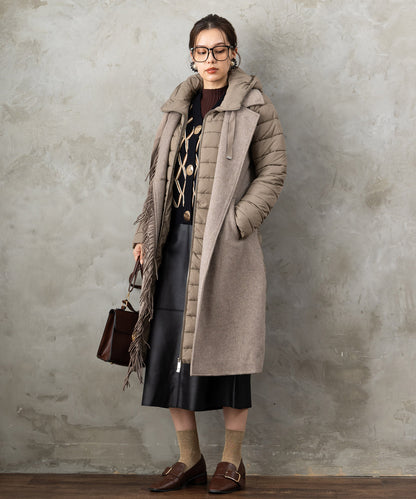 【BSB】フリンジデザイン異素材コンビコート