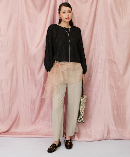 12-1898【JETSET SOLO PLUS】ラメピンストライプイージーパンツ