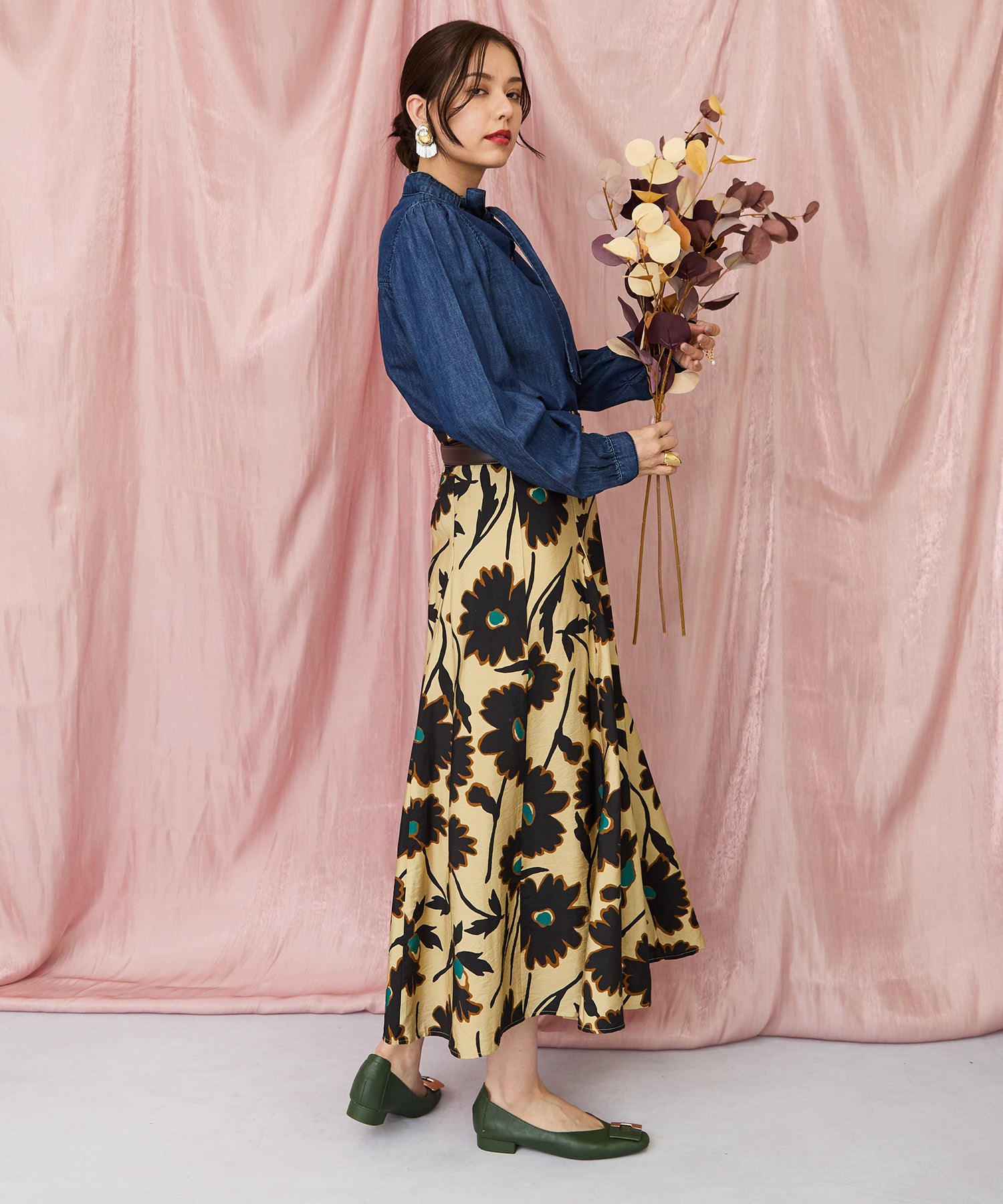 レディース スカート ビッグフラワープリント ｜JETSET SOLO PLUS