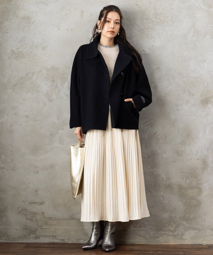 【FONT LAB】ミストウールタッチダブルプリーツスカート
