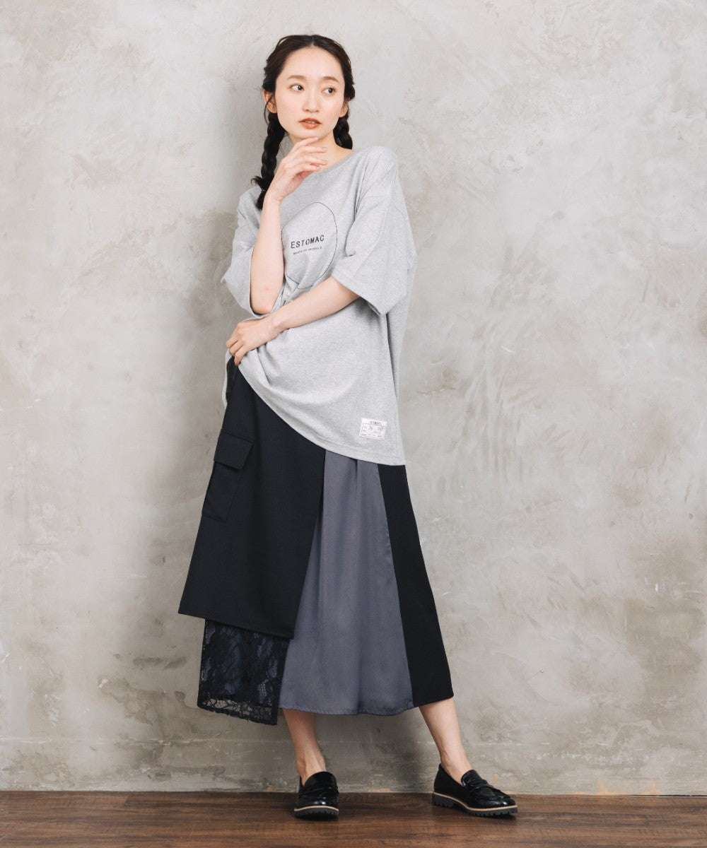 BLANC basque [Rogique]アシンメトリーラップ風レースドッキングスカート