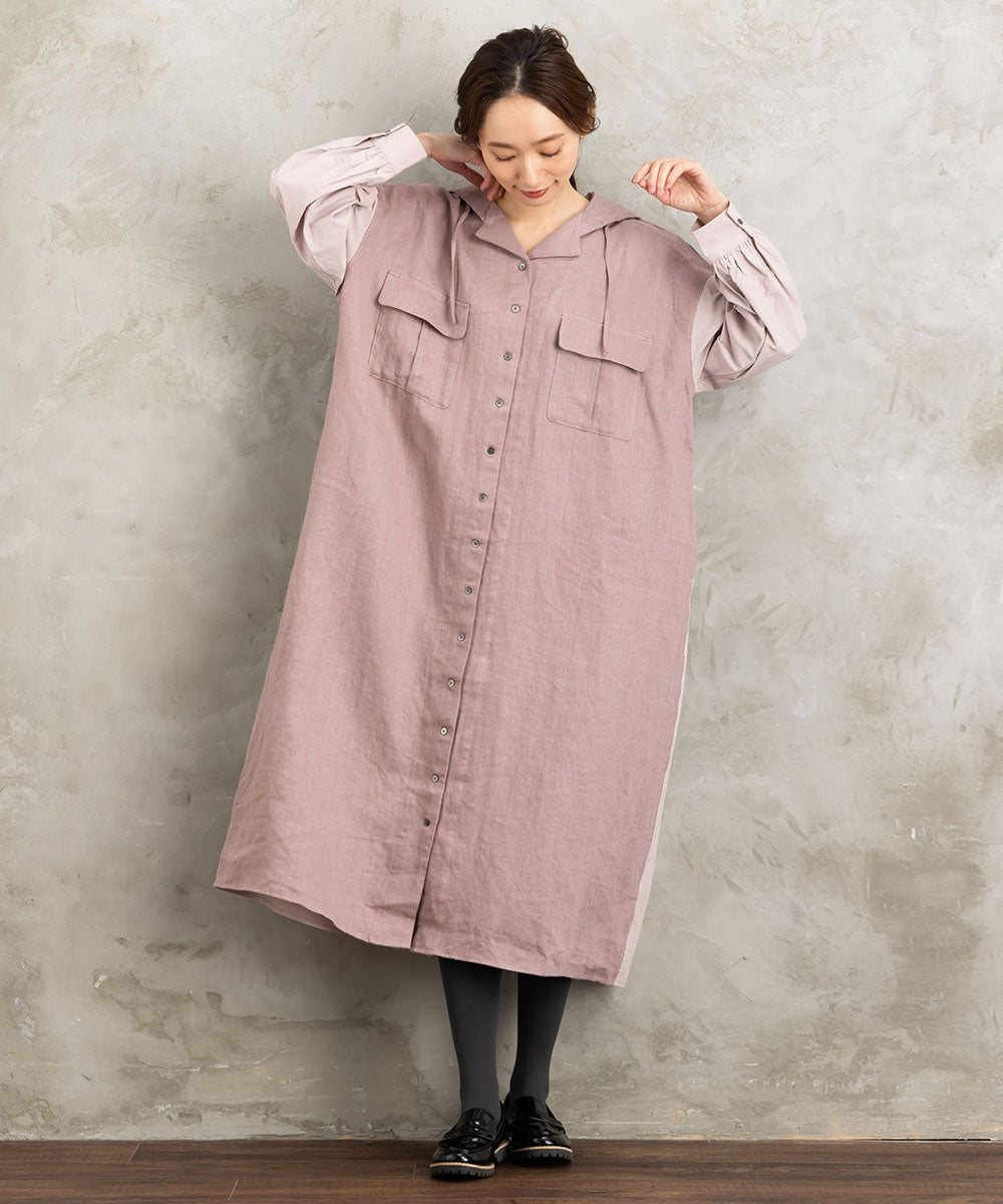 リネン起毛セーラーカラーワンピース