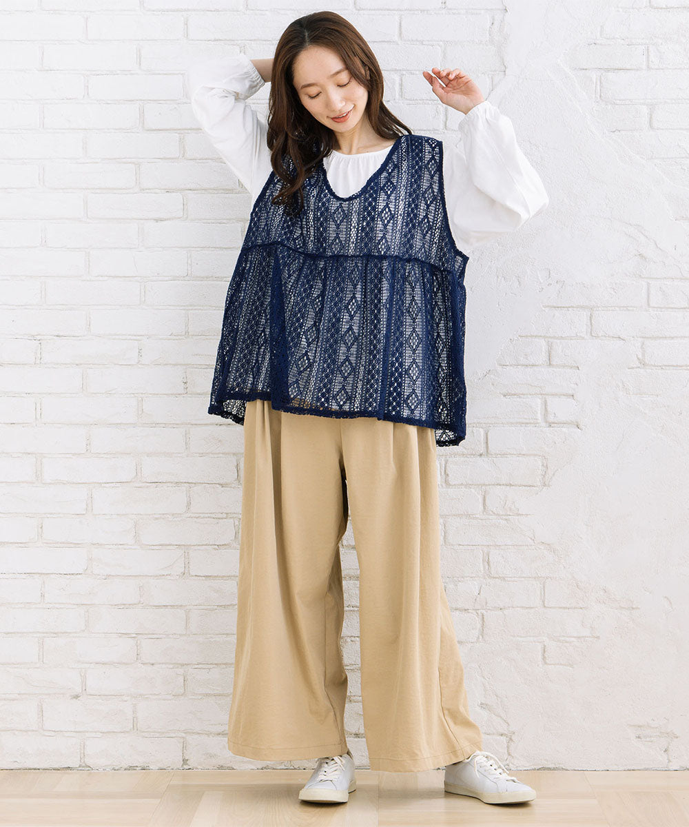 【sabstreet bis】【web限定】 ストレッチゆるタックワイドパンツ