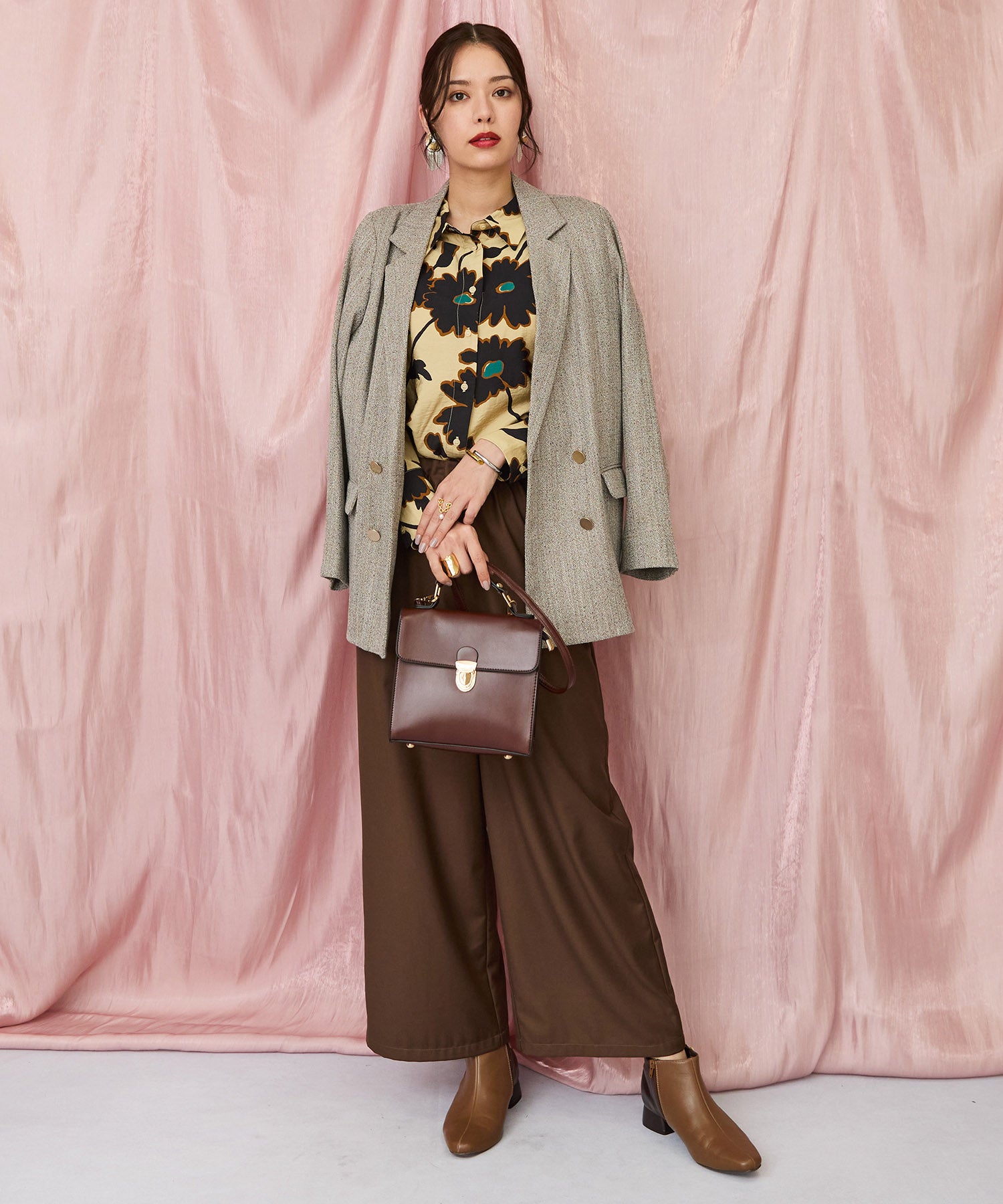 12-5890【FONT LAB】ウエストタックワイドパンツ