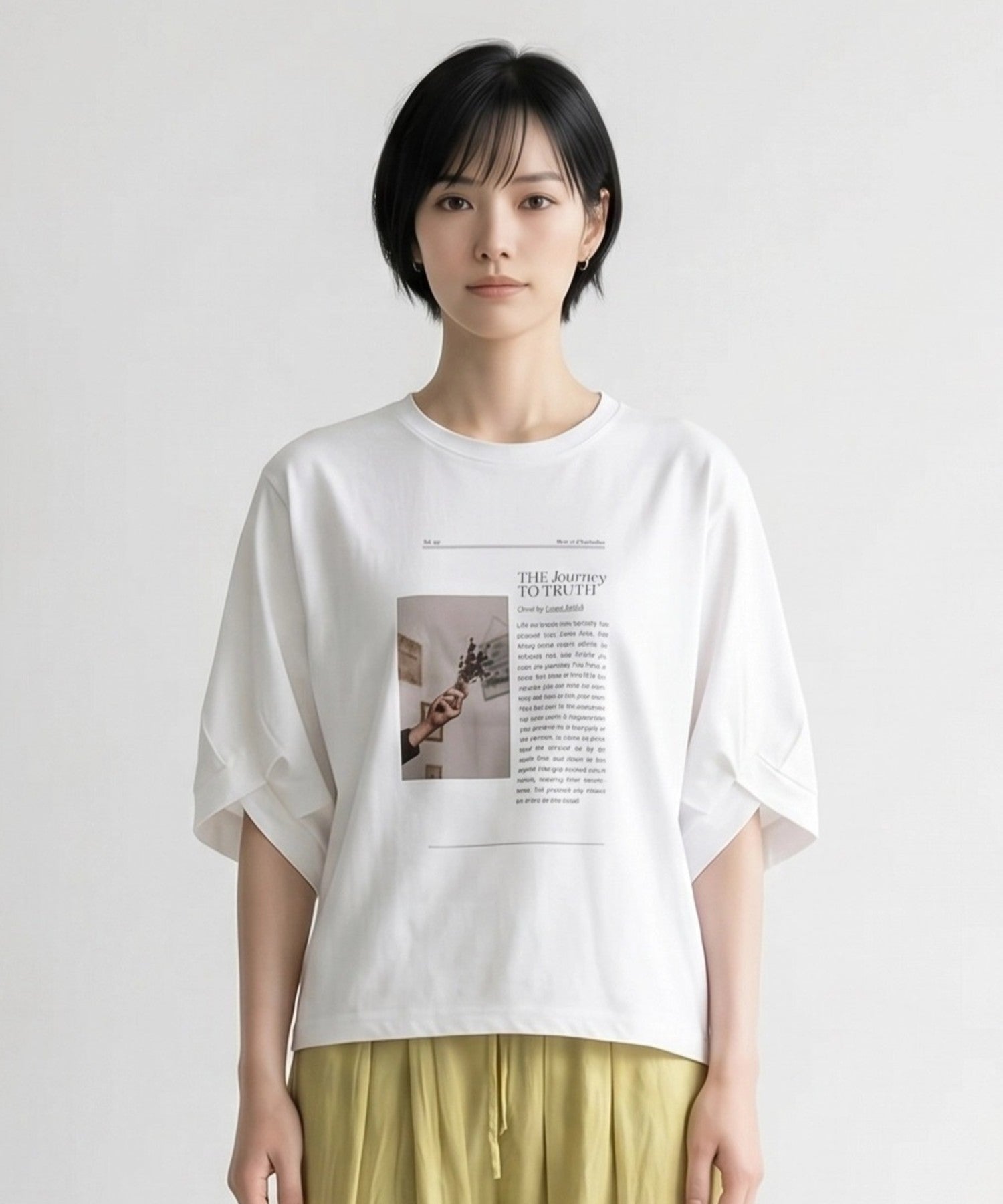 【FONT LAB】フォト×フォントプリント変形スリーブTシャツ
